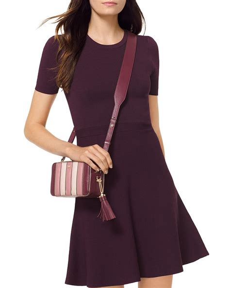 michael michael kors stretch-knit flare dress|Ribbed Stretch Cashmere Flare.